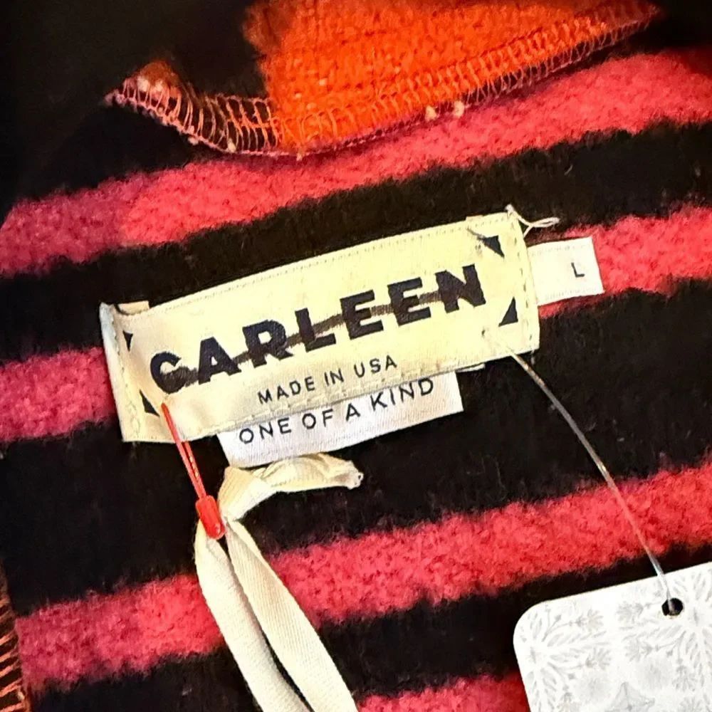 Carleen Free People One-Of-A-Kind Plaid Wool Scarf Jacket Orange & Pink — image 5 of 6